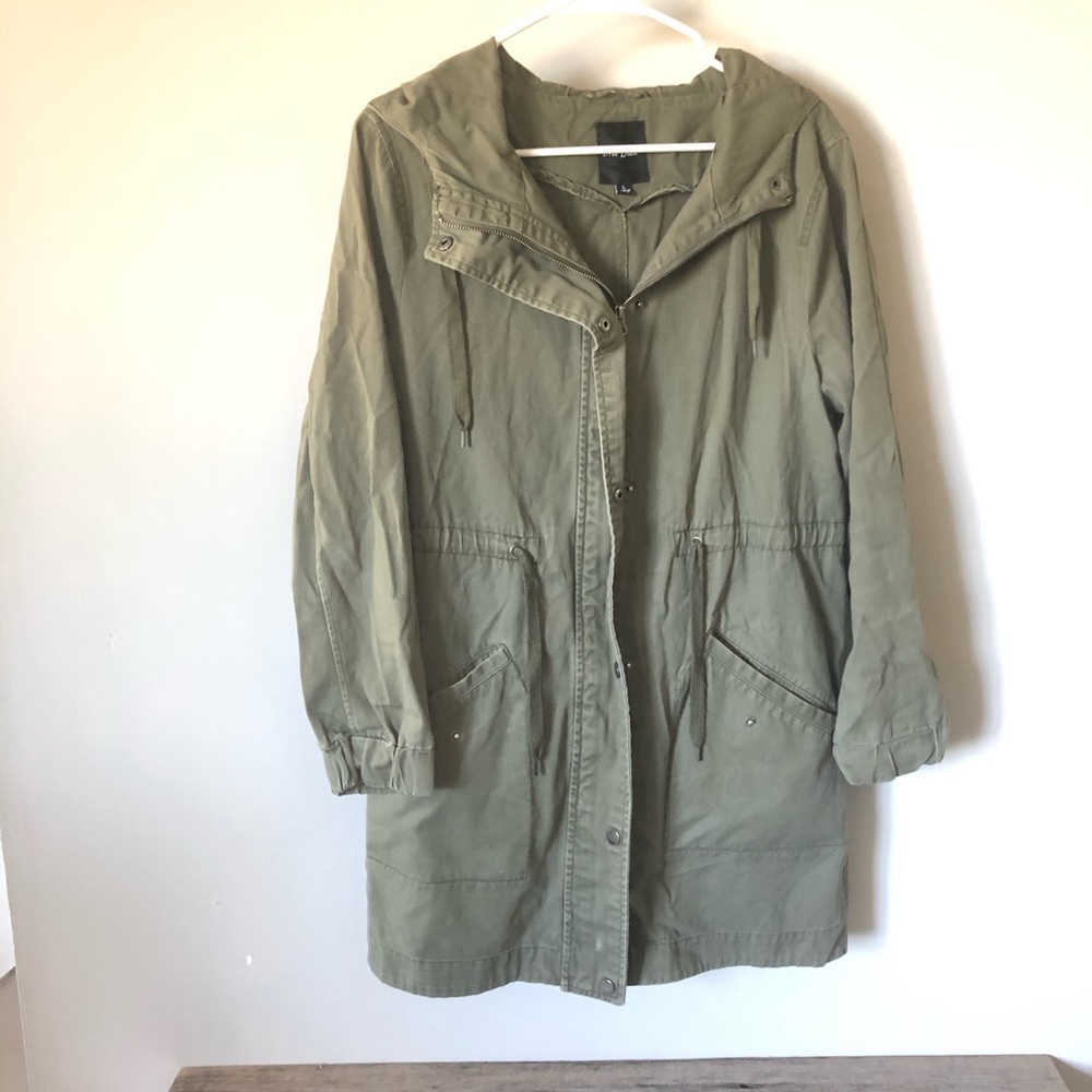 Me Jane Olive Zip Front Jacket L